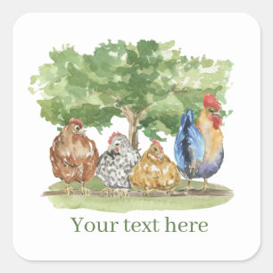 cute chicken lovers add text square sticker