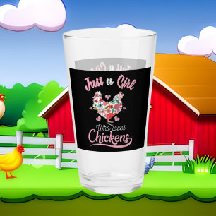 cute chicken lovers Country Glass