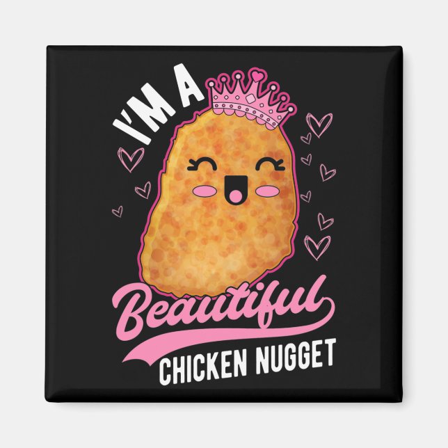 Cute Chicken Nugget Girl Foodie Queen Magnet (Front)