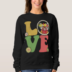 Cute Chicken  Peace Sign Love 60s 70s Groovy Hippi Sweatshirt