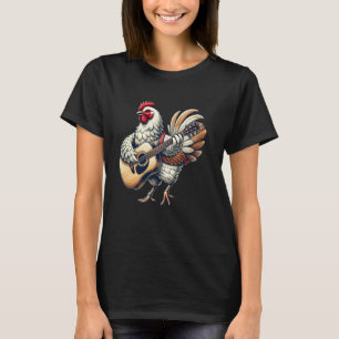 Cute Chicken Playing Guitar Chickens Musician Musi T-Shirt