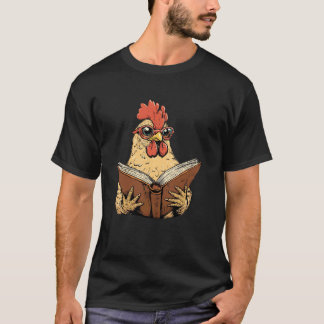 Cute Chicken Reading Book T-Shirt