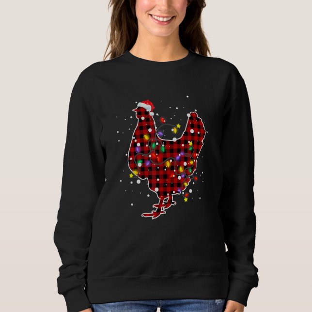 Cute Chicken Red Plaid Christmas Pyjamas Family Xm Sweatshirt (Front)