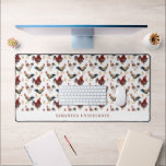 Cute Chicken Rooster Pattern Desk Mat<br><div class="desc">Rustic and cute chicken pattern desk mat with your name. Illustration of the farm animal in watercolor.</div>