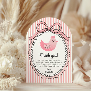 Cute Chicken Stripes Birthday Photo Thank You Card