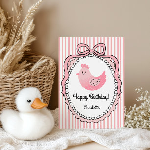 Cute Chicken Stripes Folded Greeting Card