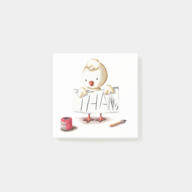 Cute Chicken Thank You Post-it Notes (Front)