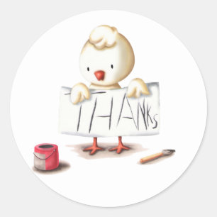 Cute Chicken with Banner Thank You Classic Round Sticker