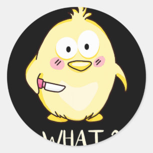 Cute Chicken With Knife - Adult Humour I Chicken L Classic Round Sticker