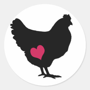 Cute Chicken with Pink Heart Classic Round Sticker