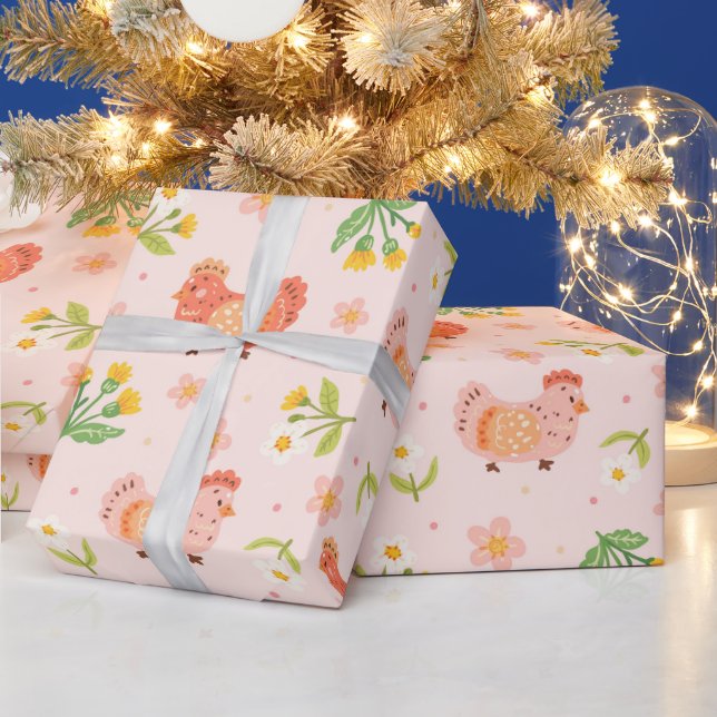 Cute Chicken Wrapping Paper (Holidays)