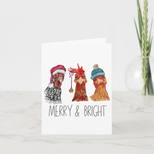 Cute Chickens Christmas Christmas Farm Animal Funn Card (Front)