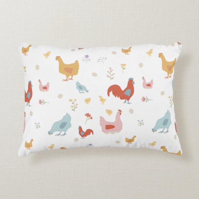Cute Chickens Hens and Baby Chicks Decorative Cushion (Front)