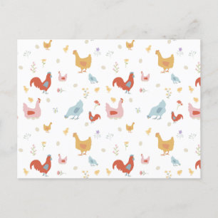 Cute Chickens Hens and Baby Chicks Holiday Postcard