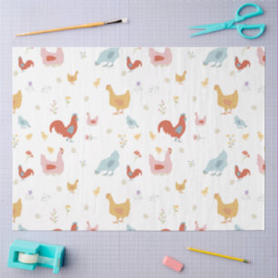 Cute Chickens Hens and Baby Chicks Tissue Paper