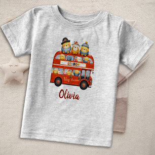 Cute Chickens in London Double-Deck Bus Baby T-Shirt