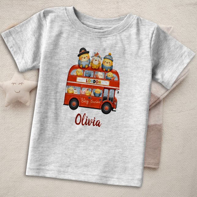 Cute Chickens in London Double-Deck Bus Baby T-Shirt (Creator Uploaded)