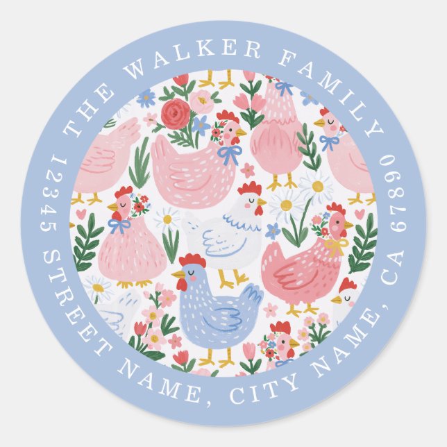 Cute Chickens Round Stickers (Front)