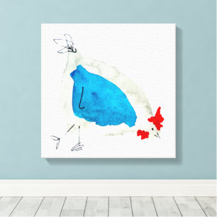 Cute chickens watercolor canvas print