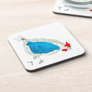 Cute chickens watercolor coaster