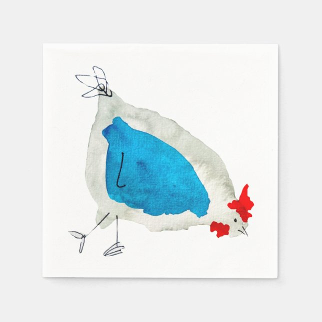 Cute chickens watercolor napkin (Front)