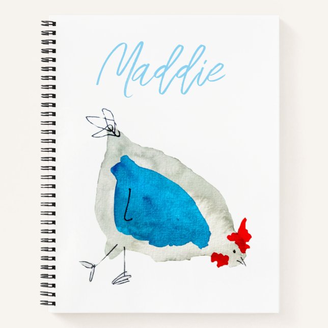 Cute chickens watercolor notebook (Front)