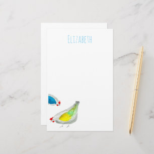 Cute chickens watercolor stationery