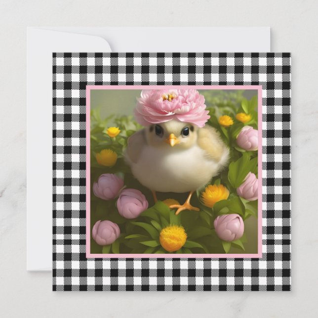 Cute Chicks and Flowers Easter Card (Front)
