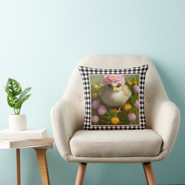 Cute Chicks and Flowers Easter Cushion (Chair)