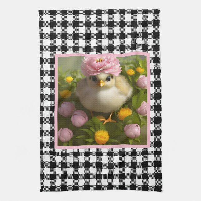 Cute Chicks and Flowers Easter   Tea Towel (Vertical)