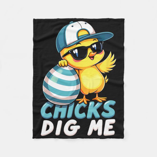 Cute Chicks Dig Me Easter 1  Fleece Blanket (Front)