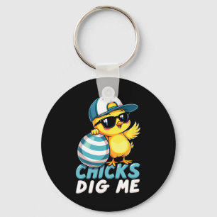 Cute Chicks Dig Me Easter 1 Key Ring