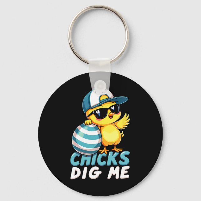 Cute Chicks Dig Me Easter 1  Key Ring (Front)