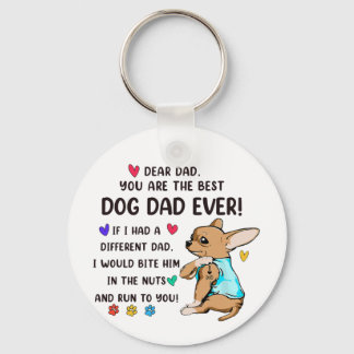 Cute Chihuahua Best Dog Dad Ever  Key Ring