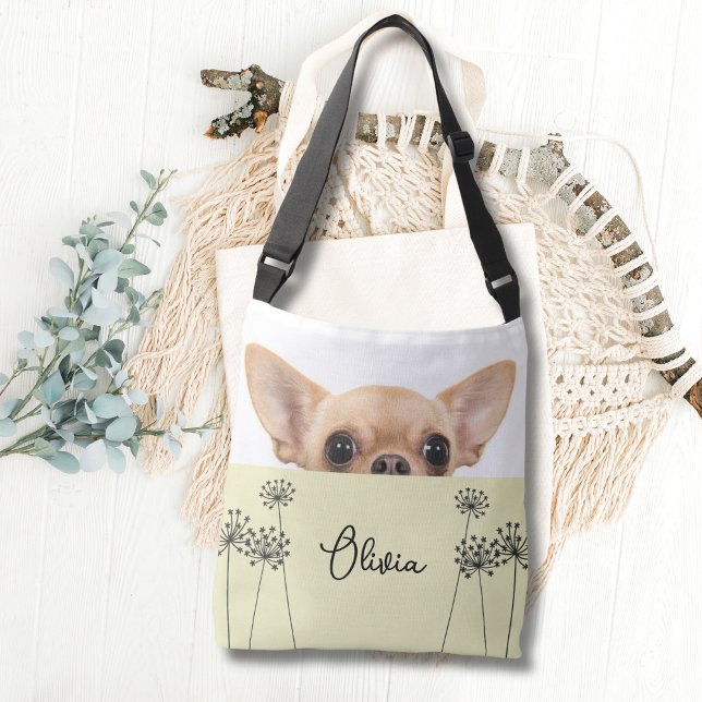 Cute Chihuahua Dandelion Personalised Crossbody Crossbody Bag (Creator Uploaded)