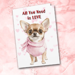 Cute Chihuahua Dog All You Need Valentine Holiday Card