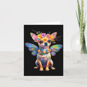 Cute Chihuahua Dog Angel With Wings Card