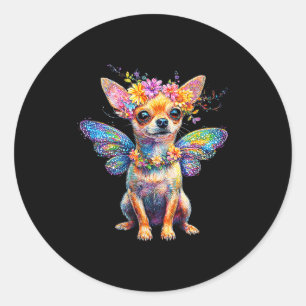 Cute Chihuahua Dog Angel With Wings Classic Round Sticker