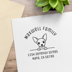Cute Chihuahua Dog Arch Family Address Rubber Stamp