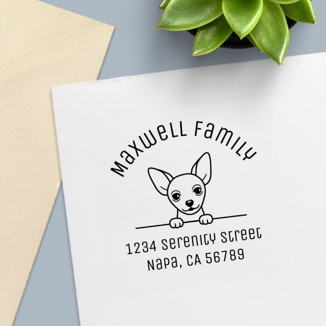 Cute Chihuahua Dog Arch Family Address Self-inking Stamp (Creator Uploaded)