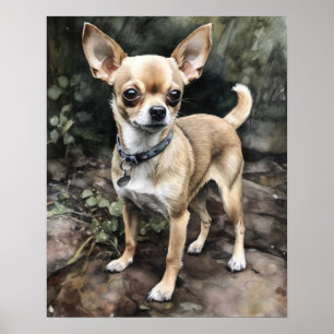 Cute Chihuahua Dog Art Print Poster