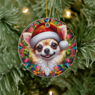 Cute Chihuahua Dog Christmas Ceramic Tree Decoration