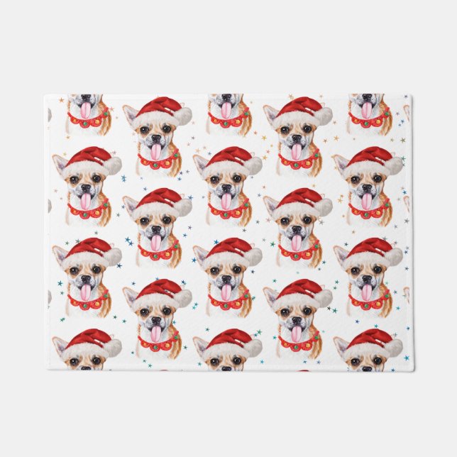 Cute Chihuahua Dog Christmas Pattern Doormat (Front)