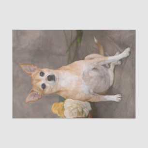 Cute Chihuahua Dog Floral Art Pet Portrait Tissue Paper