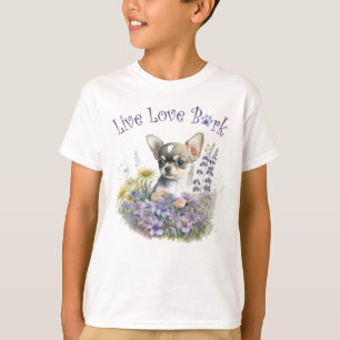 Cute Chihuahua Dog Floral T-Shirt