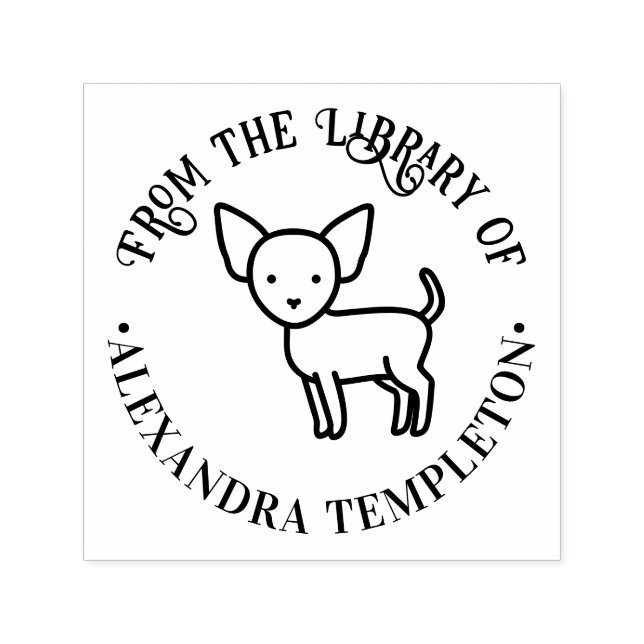Cute Chihuahua Dog “From the Library of” Book Name Self-inking Stamp (Design)