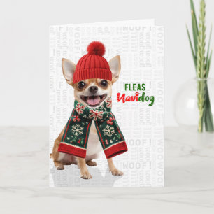 Cute Chihuahua Dog Funny Fleas Navidog Christmas Holiday Card
