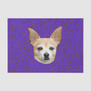 Cute Chihuahua Dog Purple Background Yellow Stars Tissue Paper
