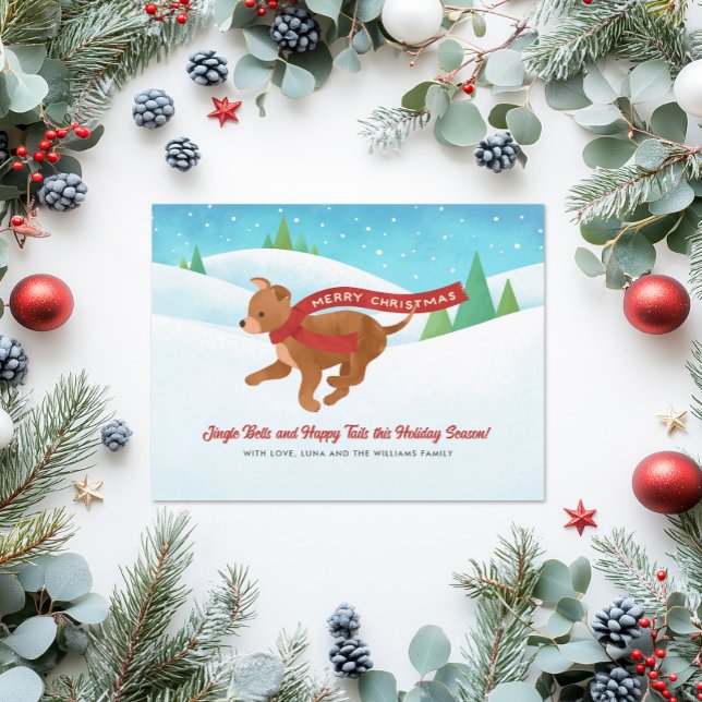 Cute Chihuahua Dog Snow Christmas Holiday Card (Creator Uploaded)