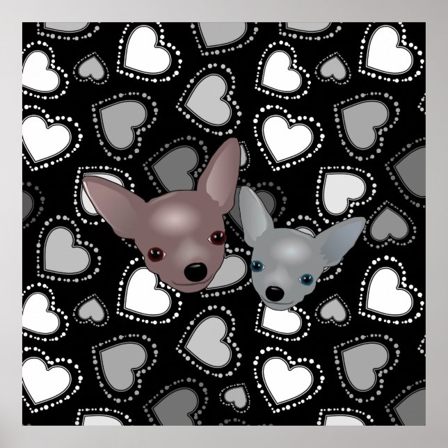 Cute Chihuahua Faces Poster (Front)